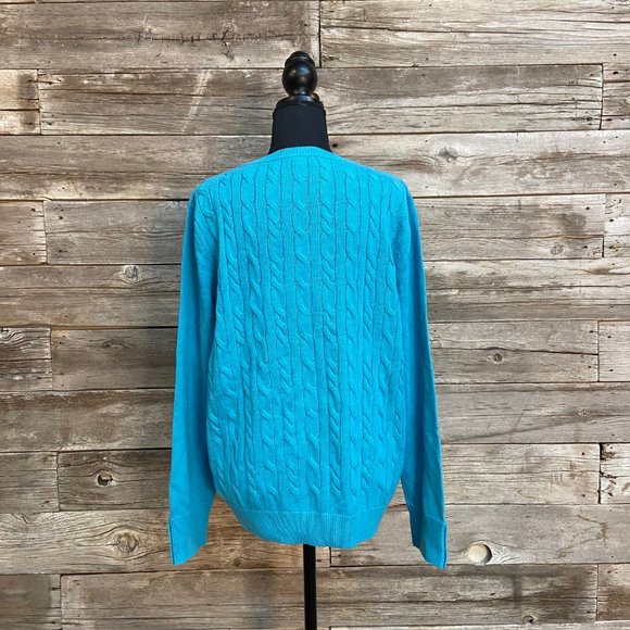 💙Turquoise Talbots Cable Knit Sweater💙 - Picture 2 of 8